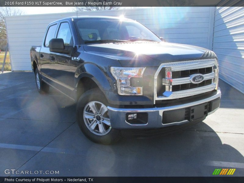 Blue Jeans / Medium Earth Gray 2016 Ford F150 XLT SuperCrew