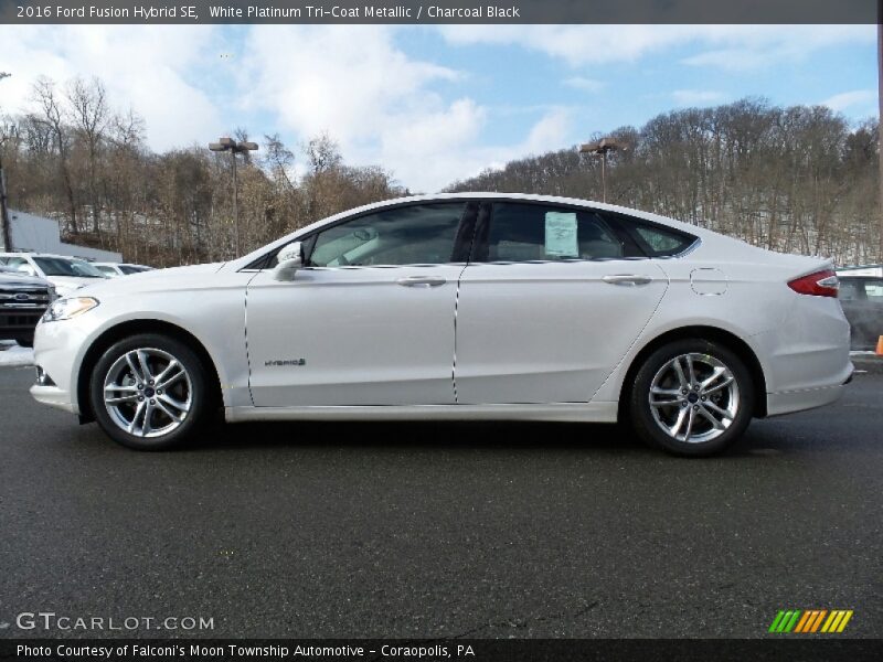 White Platinum Tri-Coat Metallic / Charcoal Black 2016 Ford Fusion Hybrid SE