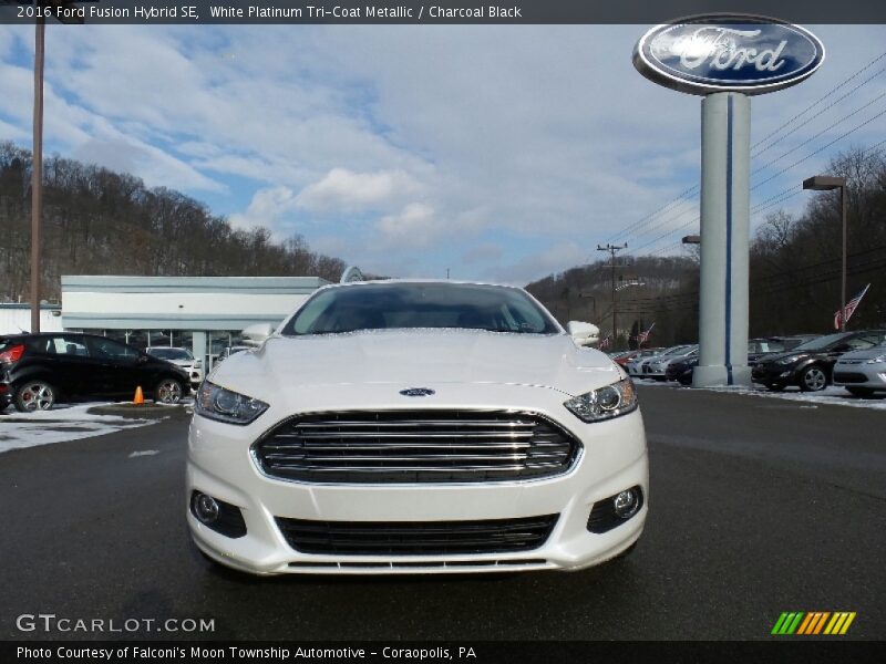 White Platinum Tri-Coat Metallic / Charcoal Black 2016 Ford Fusion Hybrid SE