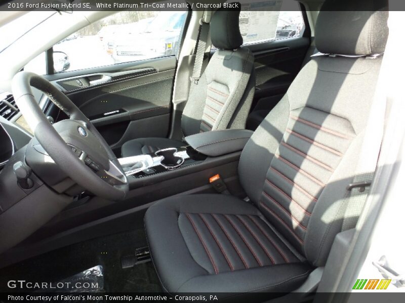 White Platinum Tri-Coat Metallic / Charcoal Black 2016 Ford Fusion Hybrid SE
