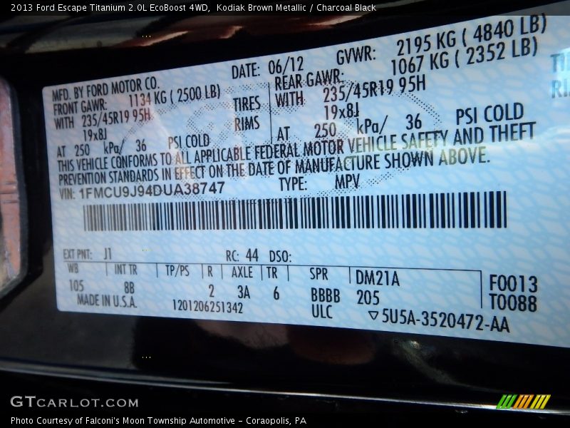 Kodiak Brown Metallic / Charcoal Black 2013 Ford Escape Titanium 2.0L EcoBoost 4WD