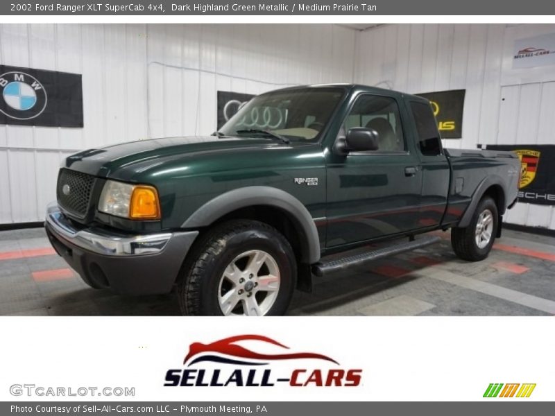 Dark Highland Green Metallic / Medium Prairie Tan 2002 Ford Ranger XLT SuperCab 4x4