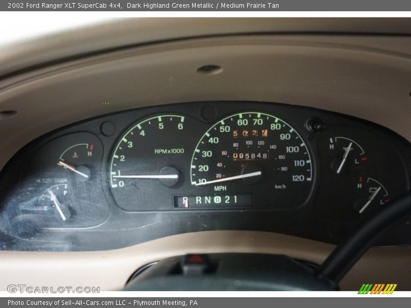 Dark Highland Green Metallic / Medium Prairie Tan 2002 Ford Ranger XLT SuperCab 4x4