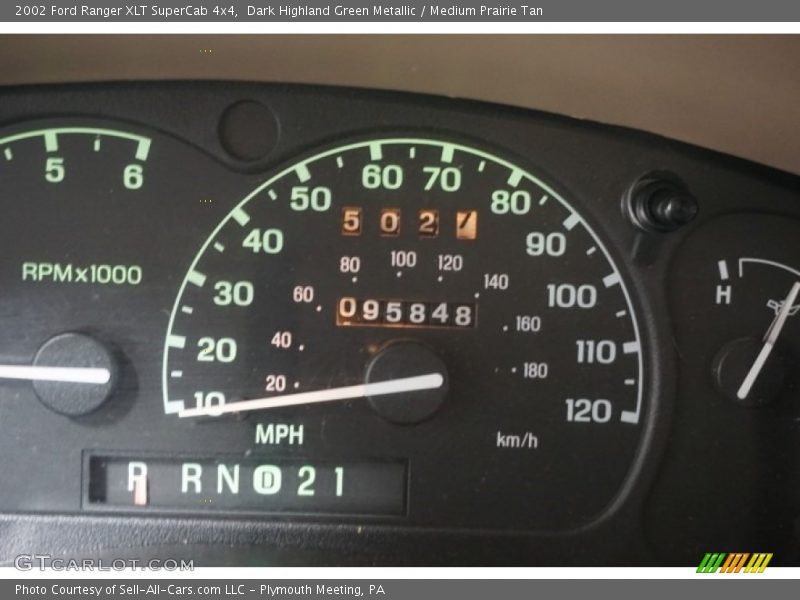 Dark Highland Green Metallic / Medium Prairie Tan 2002 Ford Ranger XLT SuperCab 4x4