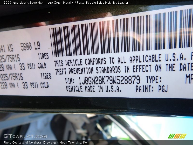 Jeep Green Metallic / Pastel Pebble Beige Mckinley Leather 2009 Jeep Liberty Sport 4x4