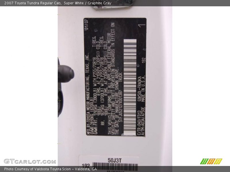 Super White / Graphite Gray 2007 Toyota Tundra Regular Cab