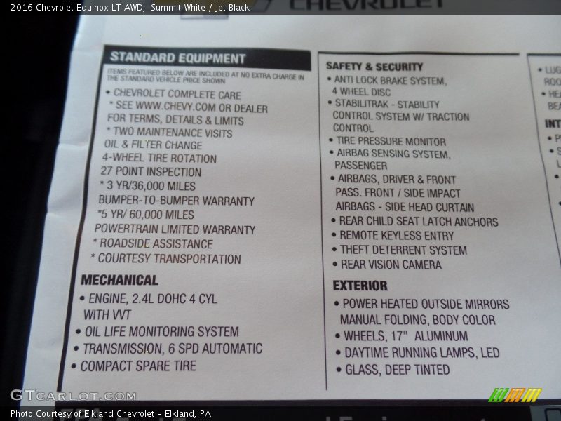 Summit White / Jet Black 2016 Chevrolet Equinox LT AWD