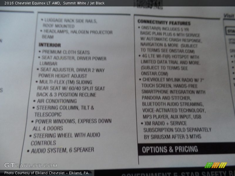 Summit White / Jet Black 2016 Chevrolet Equinox LT AWD