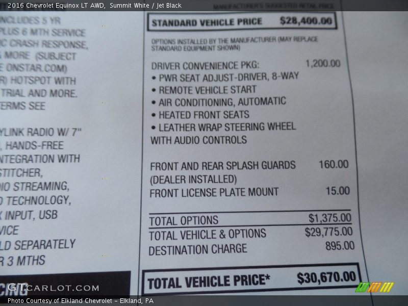 Summit White / Jet Black 2016 Chevrolet Equinox LT AWD