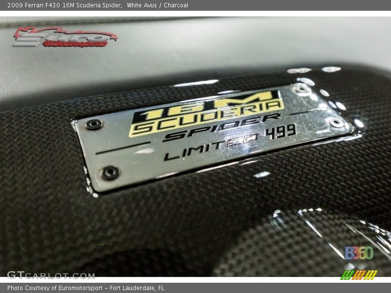 White Avus / Charcoal 2009 Ferrari F430 16M Scuderia Spider