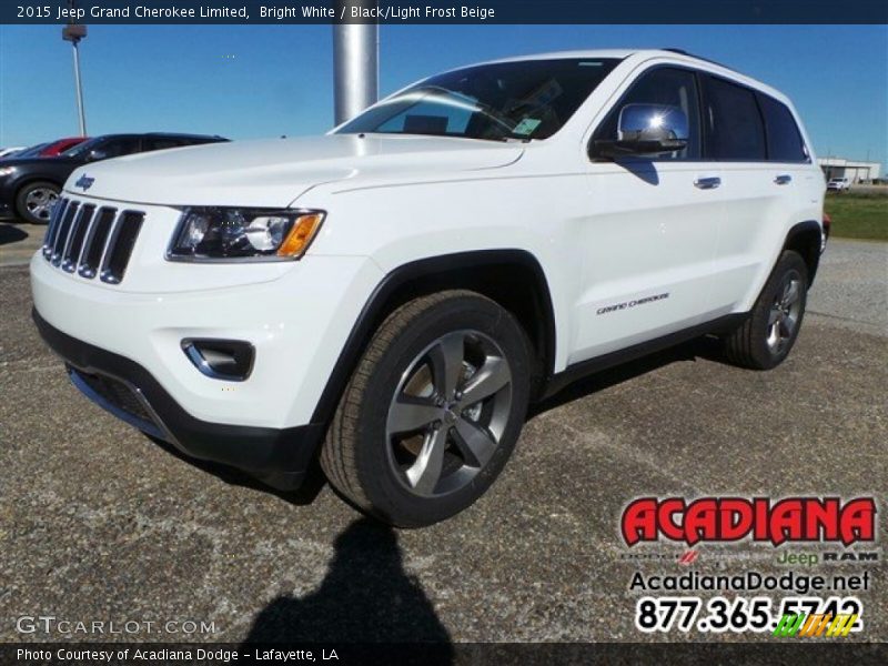 Bright White / Black/Light Frost Beige 2015 Jeep Grand Cherokee Limited