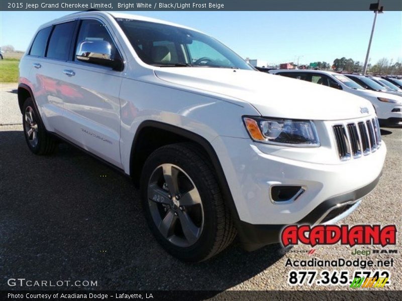 Bright White / Black/Light Frost Beige 2015 Jeep Grand Cherokee Limited
