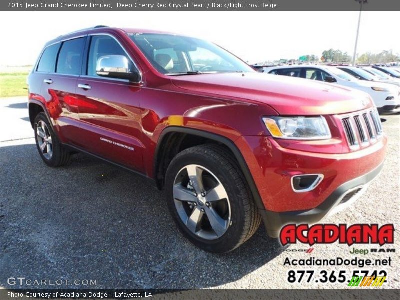 Deep Cherry Red Crystal Pearl / Black/Light Frost Beige 2015 Jeep Grand Cherokee Limited