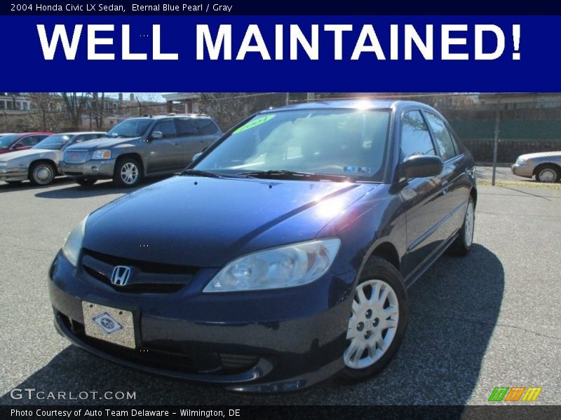 Eternal Blue Pearl / Gray 2004 Honda Civic LX Sedan