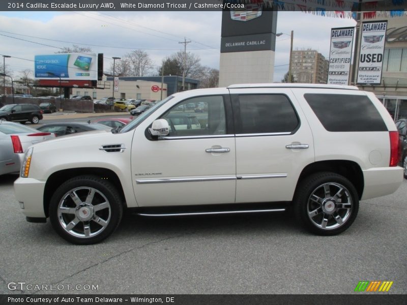 White Diamond Tricoat / Cashmere/Cocoa 2014 Cadillac Escalade Luxury AWD