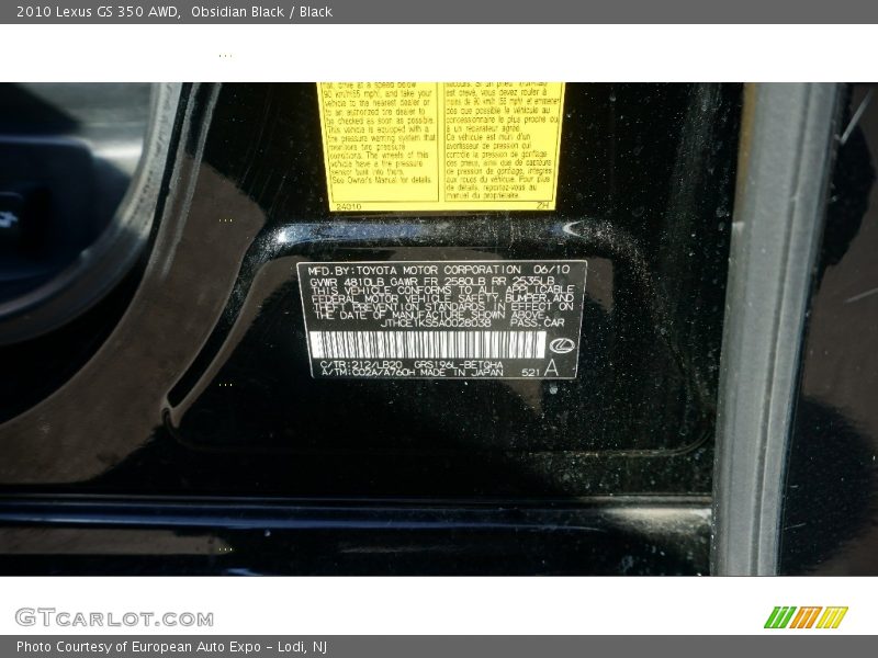 Obsidian Black / Black 2010 Lexus GS 350 AWD