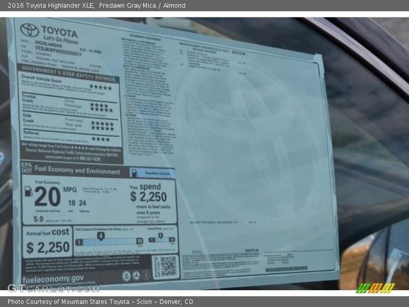 Predawn Gray Mica / Almond 2016 Toyota Highlander XLE