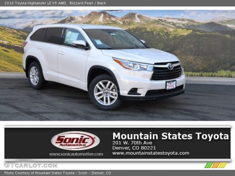 Blizzard Pearl / Black 2016 Toyota Highlander LE V6 AWD