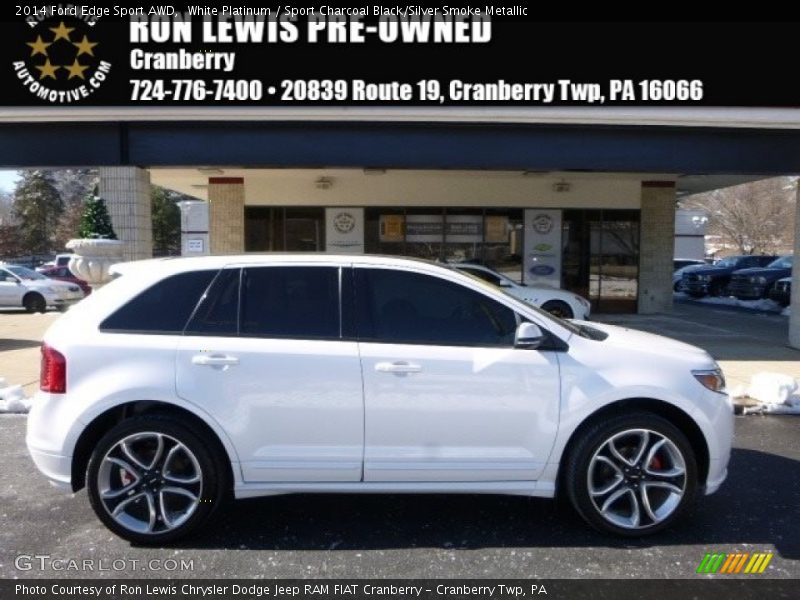 White Platinum / Sport Charcoal Black/Silver Smoke Metallic 2014 Ford Edge Sport AWD