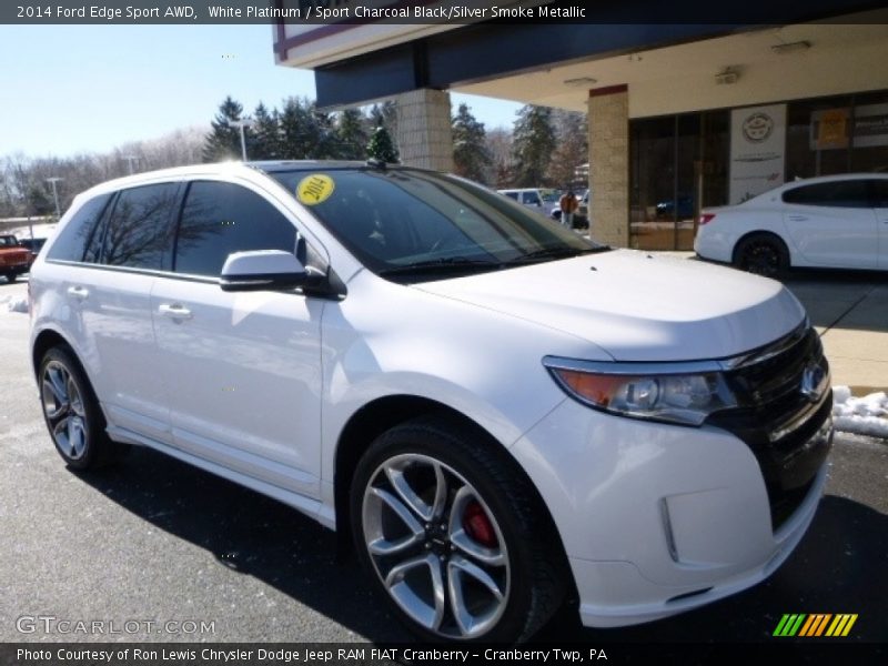 White Platinum / Sport Charcoal Black/Silver Smoke Metallic 2014 Ford Edge Sport AWD