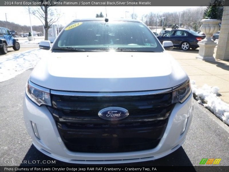 White Platinum / Sport Charcoal Black/Silver Smoke Metallic 2014 Ford Edge Sport AWD