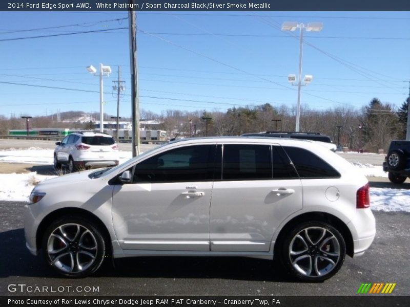 White Platinum / Sport Charcoal Black/Silver Smoke Metallic 2014 Ford Edge Sport AWD