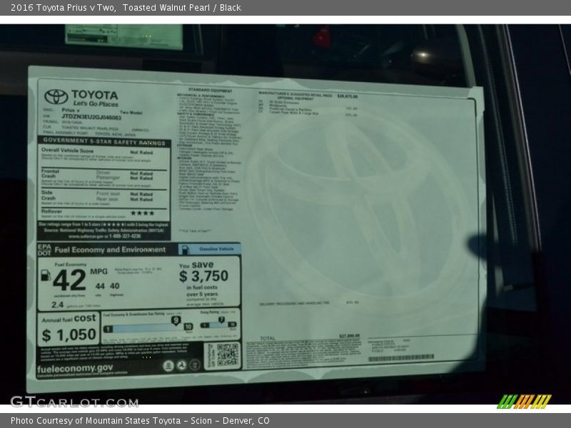 Toasted Walnut Pearl / Black 2016 Toyota Prius v Two