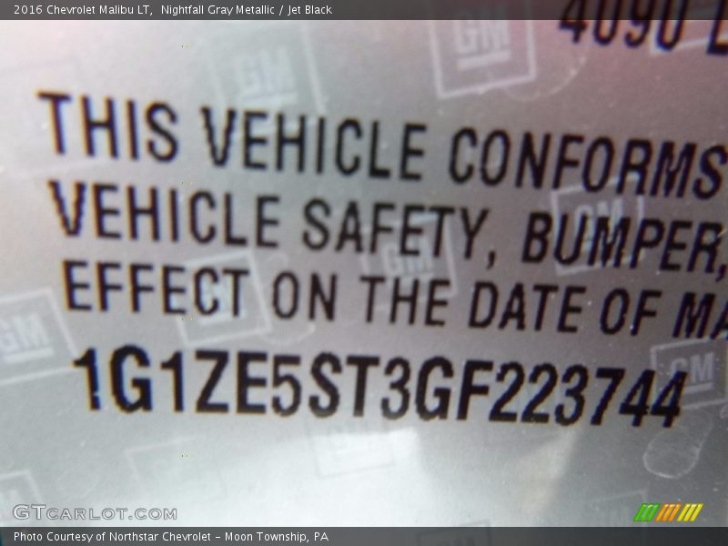Nightfall Gray Metallic / Jet Black 2016 Chevrolet Malibu LT