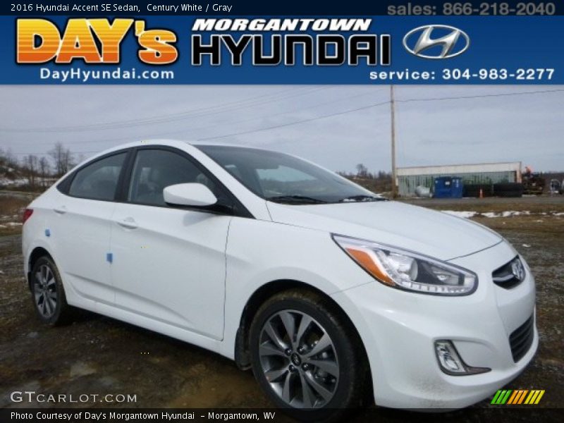 Century White / Gray 2016 Hyundai Accent SE Sedan