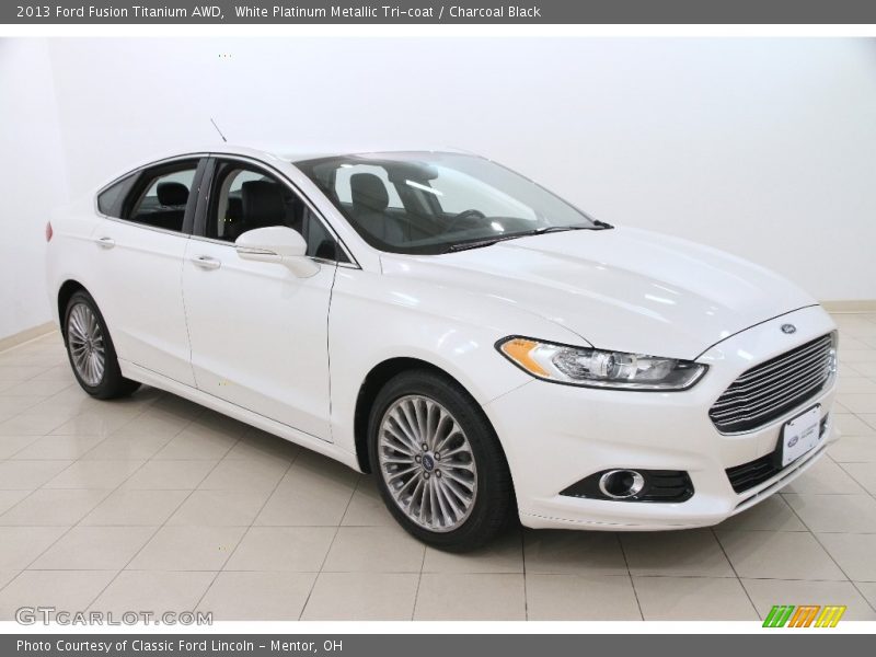 White Platinum Metallic Tri-coat / Charcoal Black 2013 Ford Fusion Titanium AWD