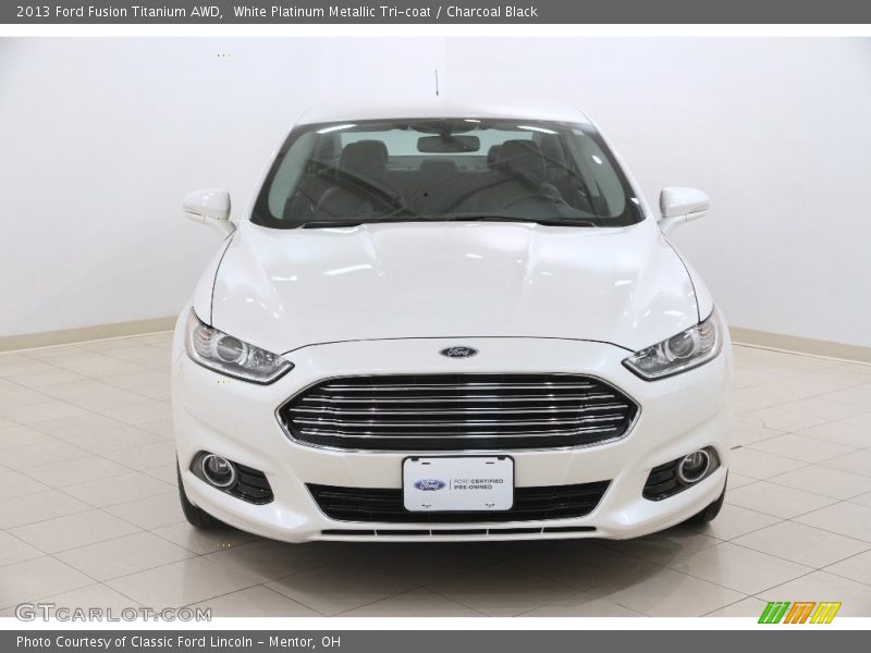 White Platinum Metallic Tri-coat / Charcoal Black 2013 Ford Fusion Titanium AWD