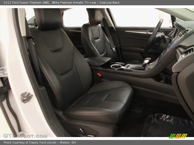 White Platinum Metallic Tri-coat / Charcoal Black 2013 Ford Fusion Titanium AWD