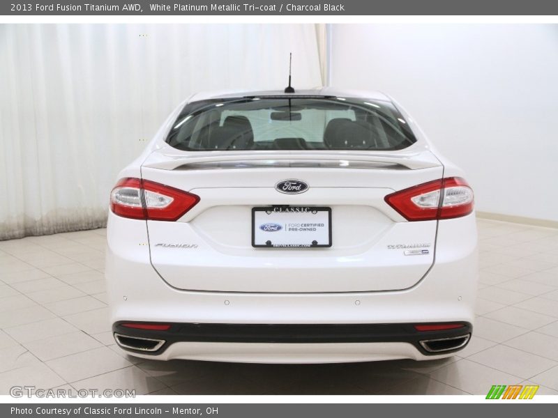White Platinum Metallic Tri-coat / Charcoal Black 2013 Ford Fusion Titanium AWD