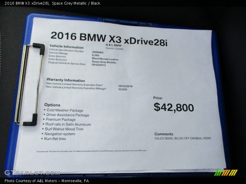 Space Grey Metallic / Black 2016 BMW X3 xDrive28i