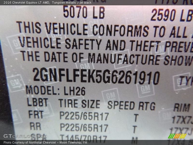Tungsten Metallic / Jet Black 2016 Chevrolet Equinox LT AWD