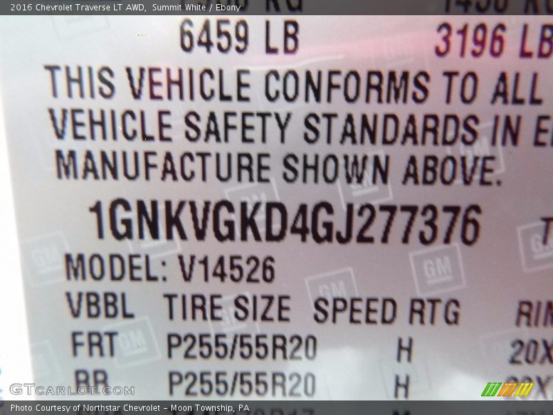 Summit White / Ebony 2016 Chevrolet Traverse LT AWD