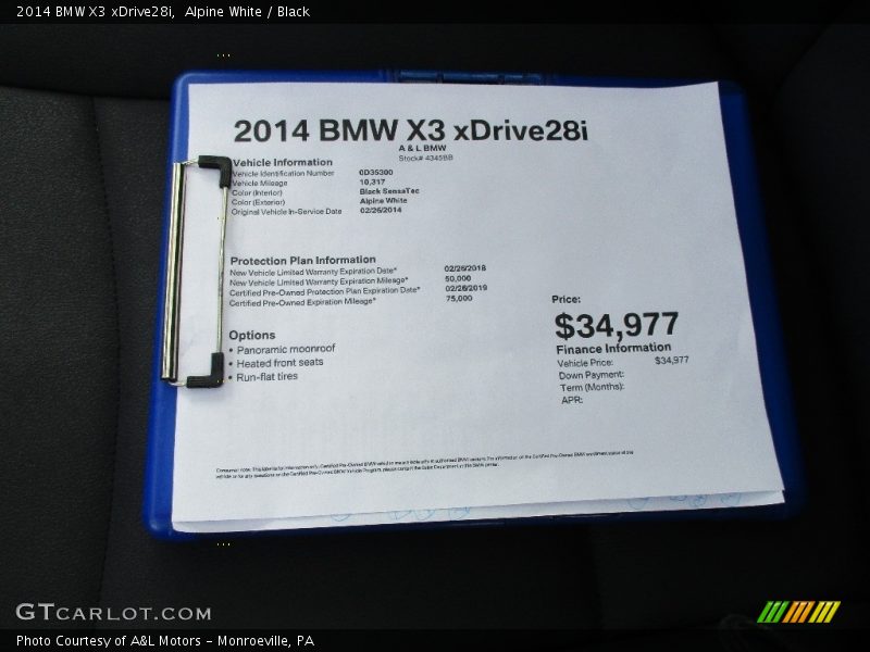 Alpine White / Black 2014 BMW X3 xDrive28i