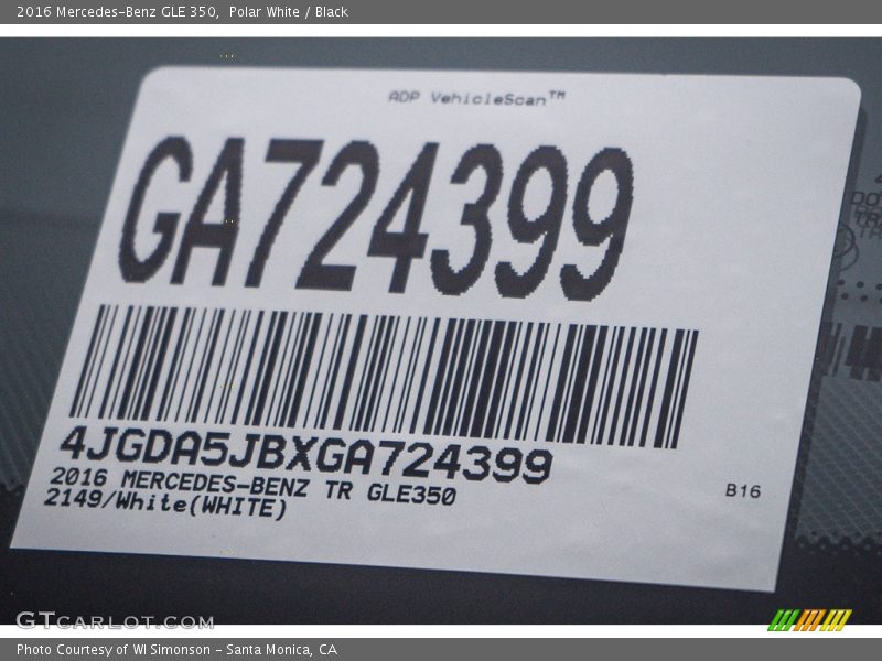 Polar White / Black 2016 Mercedes-Benz GLE 350