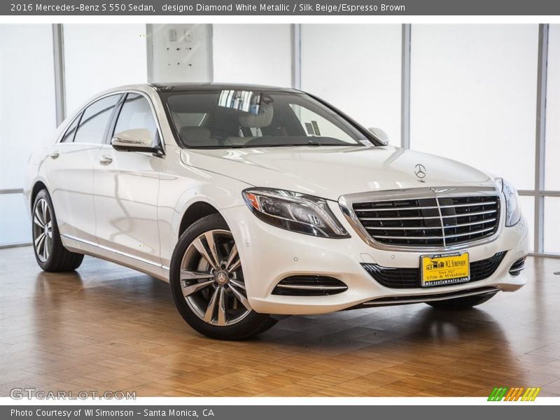 designo Diamond White Metallic / Silk Beige/Espresso Brown 2016 Mercedes-Benz S 550 Sedan