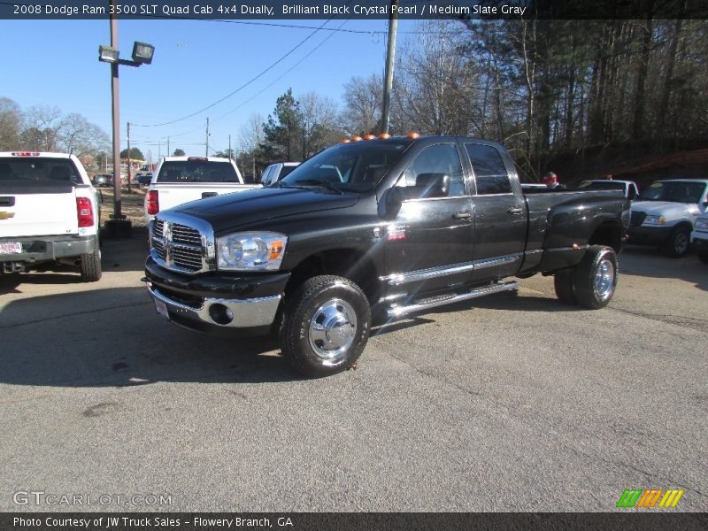 Brilliant Black Crystal Pearl / Medium Slate Gray 2008 Dodge Ram 3500 SLT Quad Cab 4x4 Dually