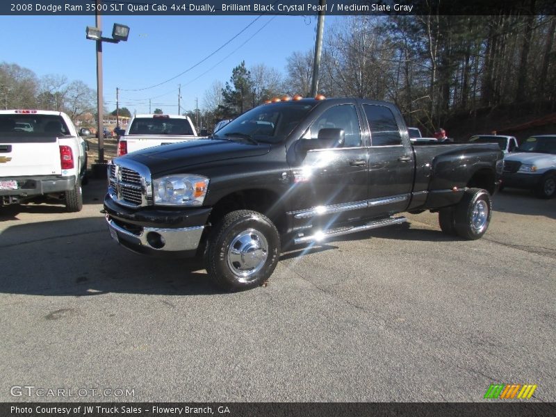Brilliant Black Crystal Pearl / Medium Slate Gray 2008 Dodge Ram 3500 SLT Quad Cab 4x4 Dually