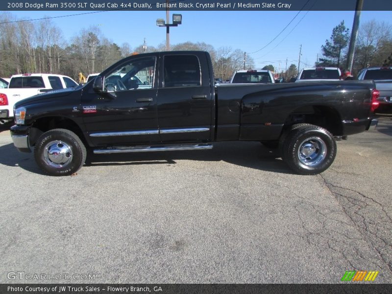 Brilliant Black Crystal Pearl / Medium Slate Gray 2008 Dodge Ram 3500 SLT Quad Cab 4x4 Dually