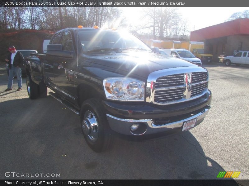 Brilliant Black Crystal Pearl / Medium Slate Gray 2008 Dodge Ram 3500 SLT Quad Cab 4x4 Dually