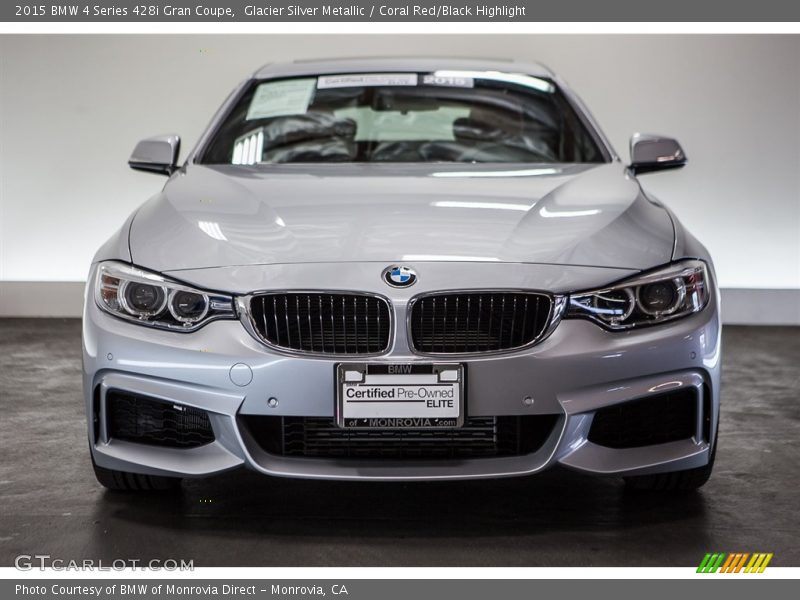 Glacier Silver Metallic / Coral Red/Black Highlight 2015 BMW 4 Series 428i Gran Coupe