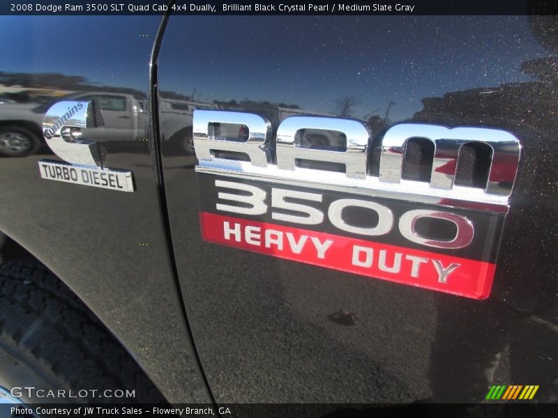Brilliant Black Crystal Pearl / Medium Slate Gray 2008 Dodge Ram 3500 SLT Quad Cab 4x4 Dually
