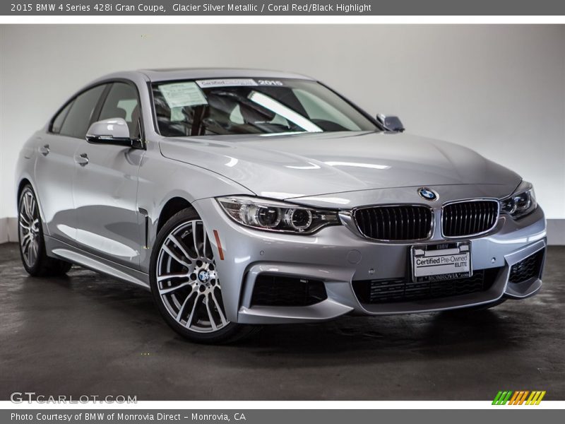Glacier Silver Metallic / Coral Red/Black Highlight 2015 BMW 4 Series 428i Gran Coupe