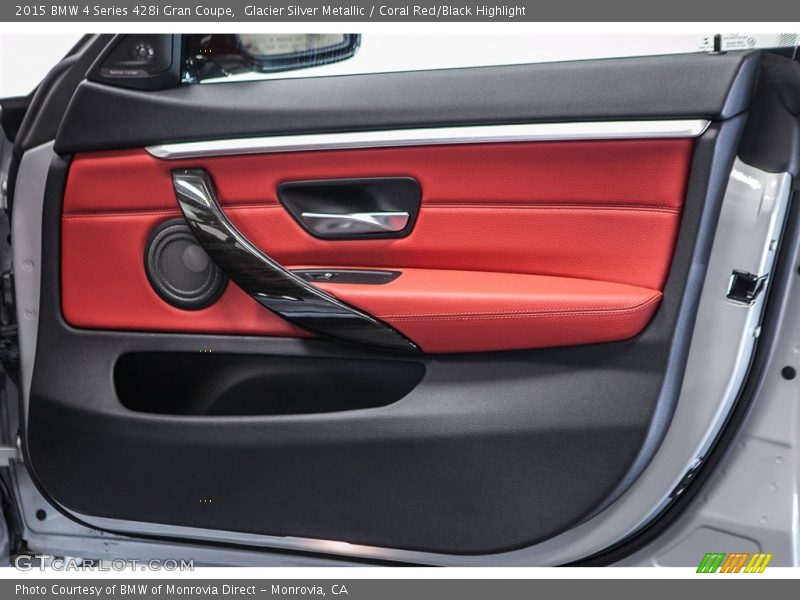 Glacier Silver Metallic / Coral Red/Black Highlight 2015 BMW 4 Series 428i Gran Coupe