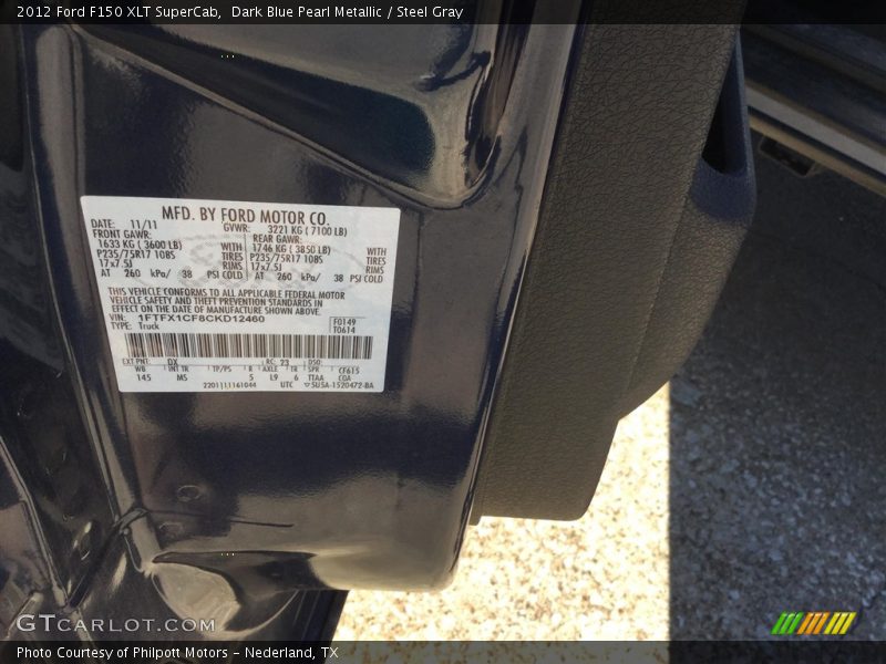 Dark Blue Pearl Metallic / Steel Gray 2012 Ford F150 XLT SuperCab