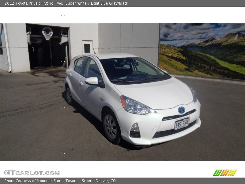 Super White / Light Blue Gray/Black 2012 Toyota Prius c Hybrid Two