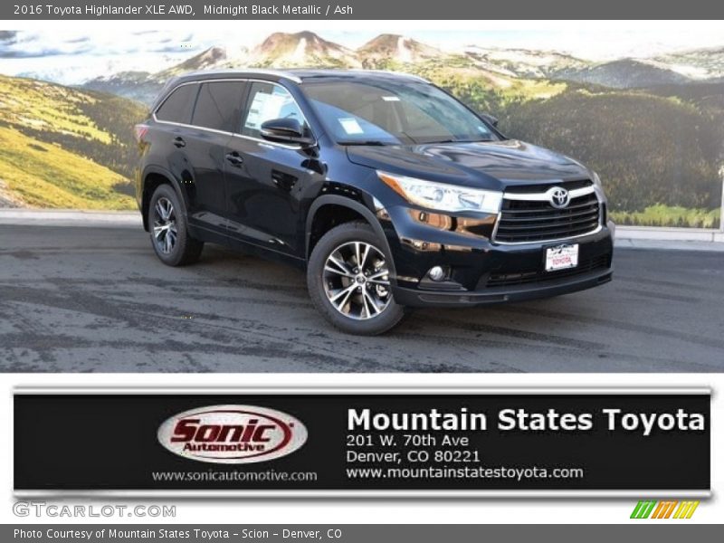 Midnight Black Metallic / Ash 2016 Toyota Highlander XLE AWD